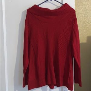 Red Mock Neck Pullover Sweater